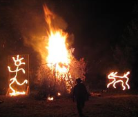 crew looking on to fire